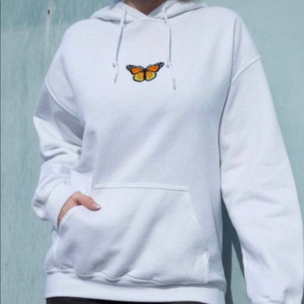 Brandy Melville White Butterfly Sweatshirt
